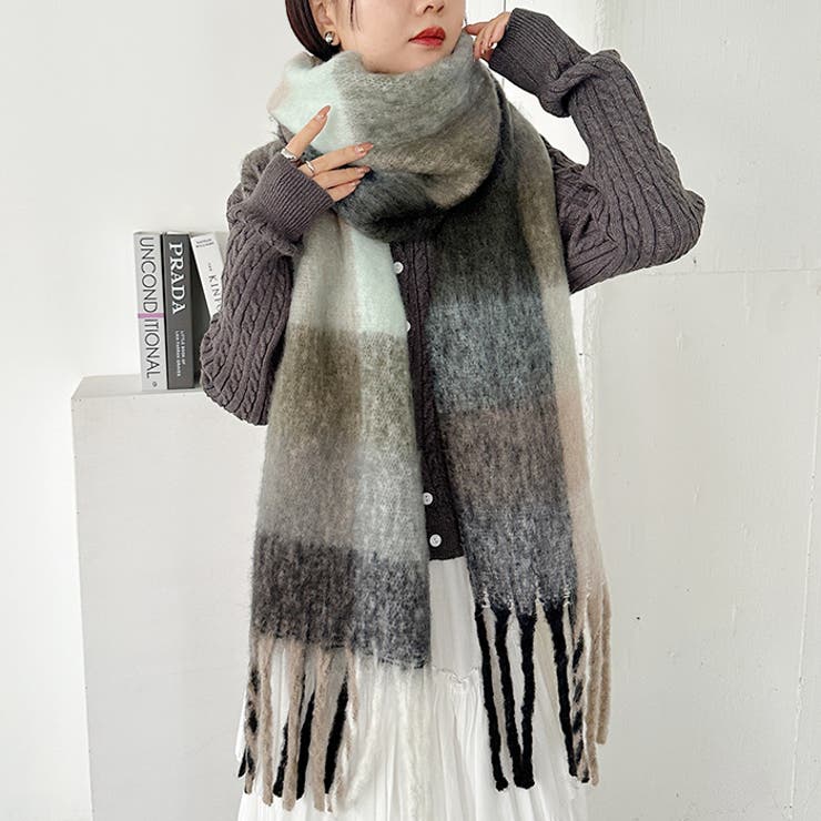 マルチチェックボリュームフリンジマフラー | Outfitter lab | 詳細画像26 