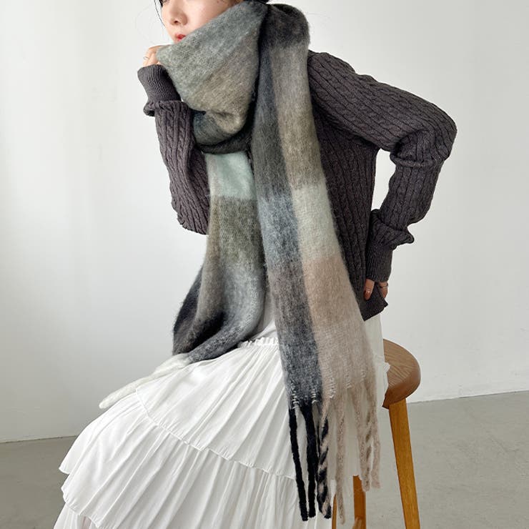 マルチチェックボリュームフリンジマフラー | Outfitter lab | 詳細画像27 