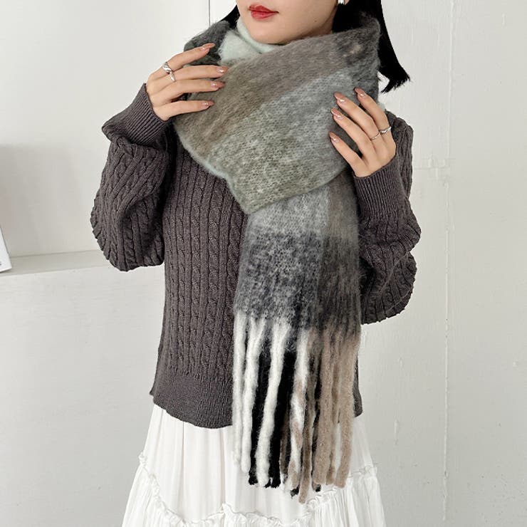 マルチチェックボリュームフリンジマフラー | Outfitter lab | 詳細画像29 