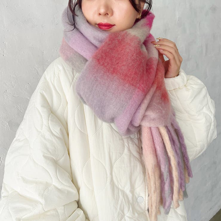 マルチチェックボリュームフリンジマフラー | Outfitter lab | 詳細画像32 