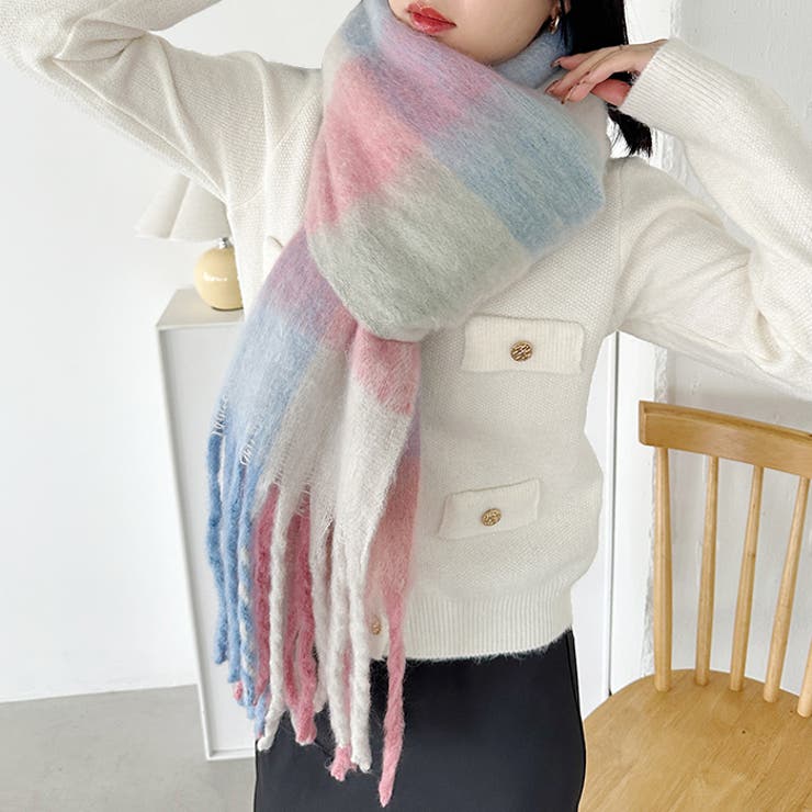 マルチチェックボリュームフリンジマフラー | Outfitter lab | 詳細画像35 