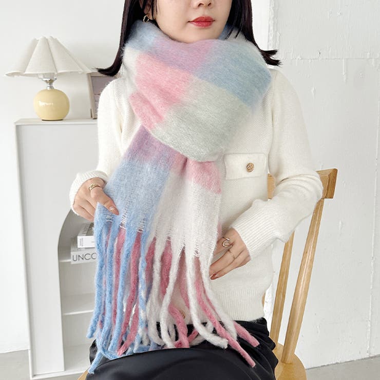 マルチチェックボリュームフリンジマフラー | Outfitter lab | 詳細画像36 