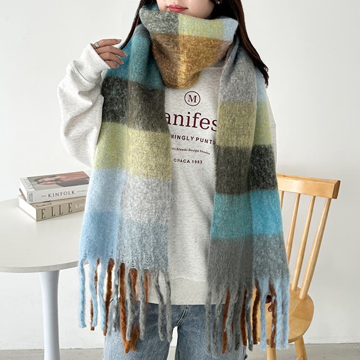 マルチチェックボリュームフリンジマフラー | Outfitter lab | 詳細画像45 