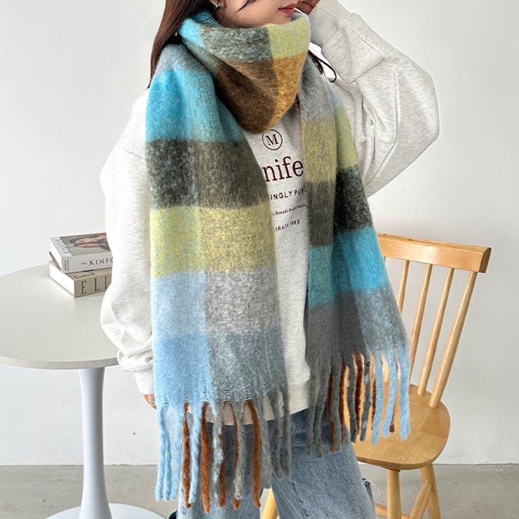 マルチチェックボリュームフリンジマフラー | Outfitter lab | 詳細画像46 