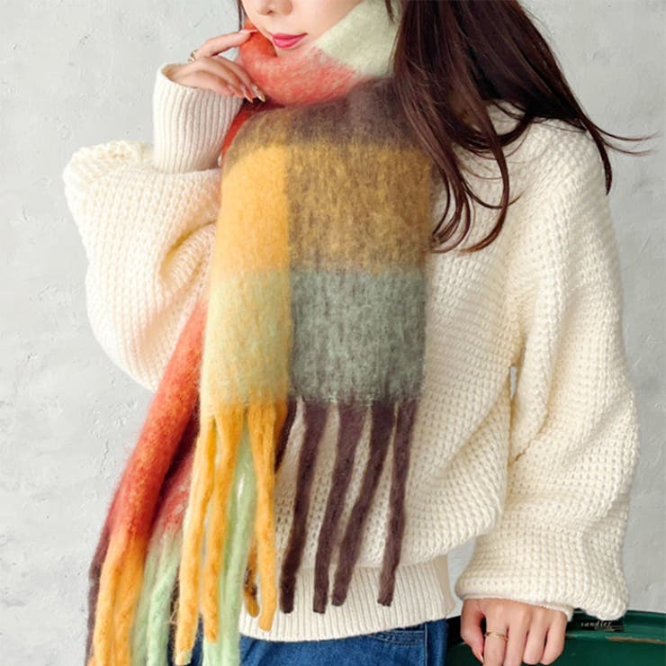 マルチチェックボリュームフリンジマフラー | Outfitter lab | 詳細画像5 