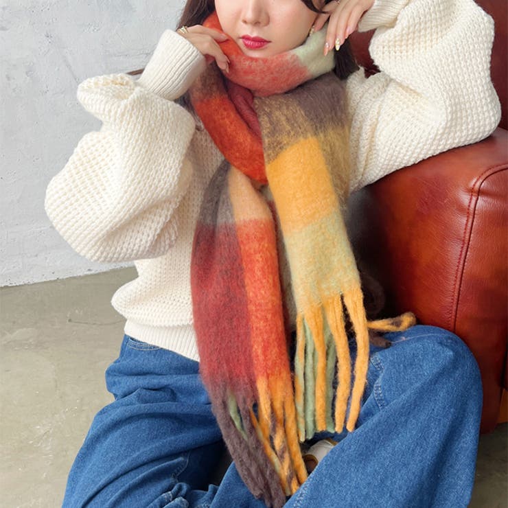 マルチチェックボリュームフリンジマフラー | Outfitter lab | 詳細画像8 