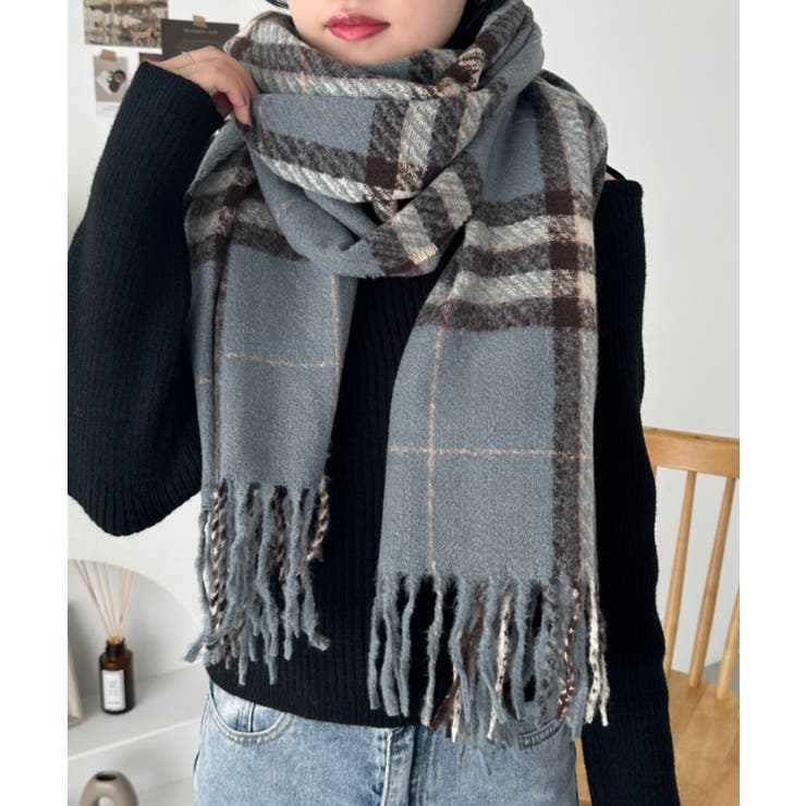 ブルー | シンプルタータンチェックマフラー | Outfitter lab