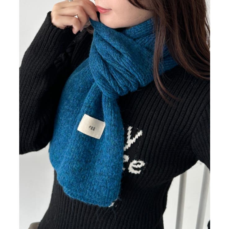 ブルー | メランジニットショートマフラー | Outfitter lab