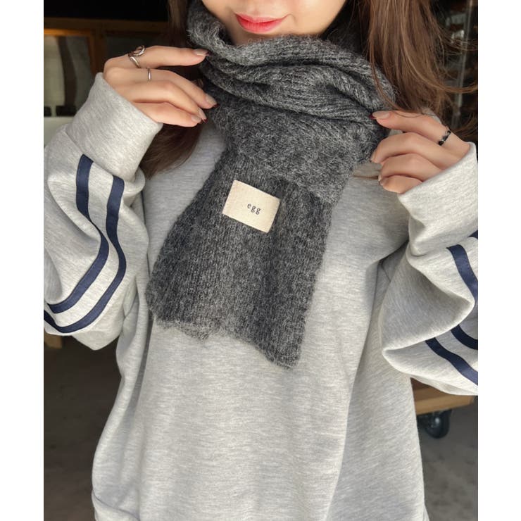 チャコールグレー | メランジニットショートマフラー | Outfitter lab