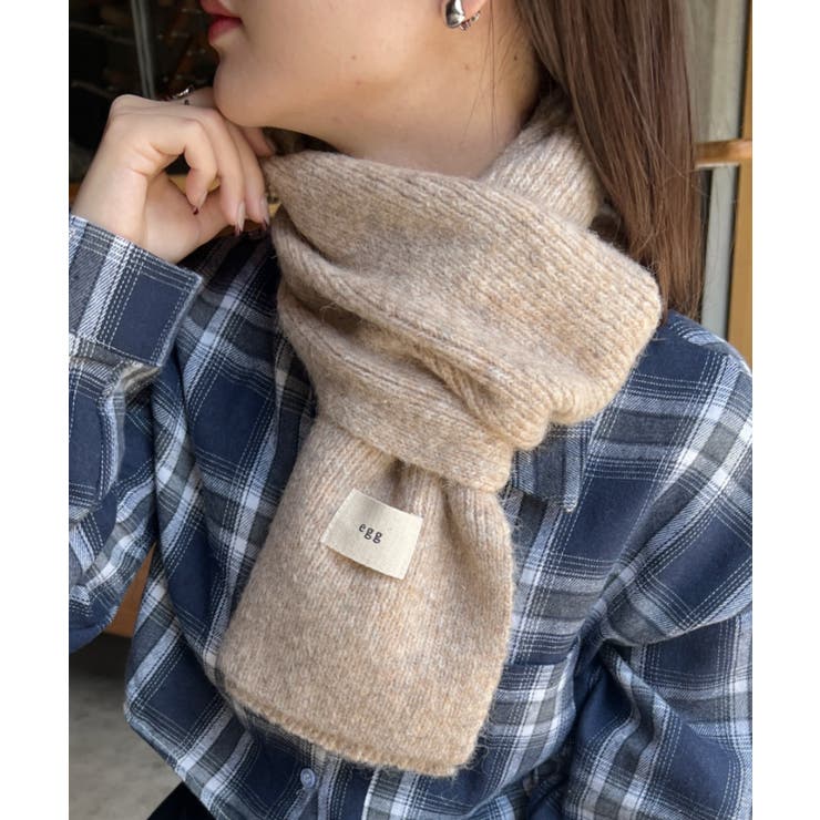 モカ | メランジニットショートマフラー | Outfitter lab