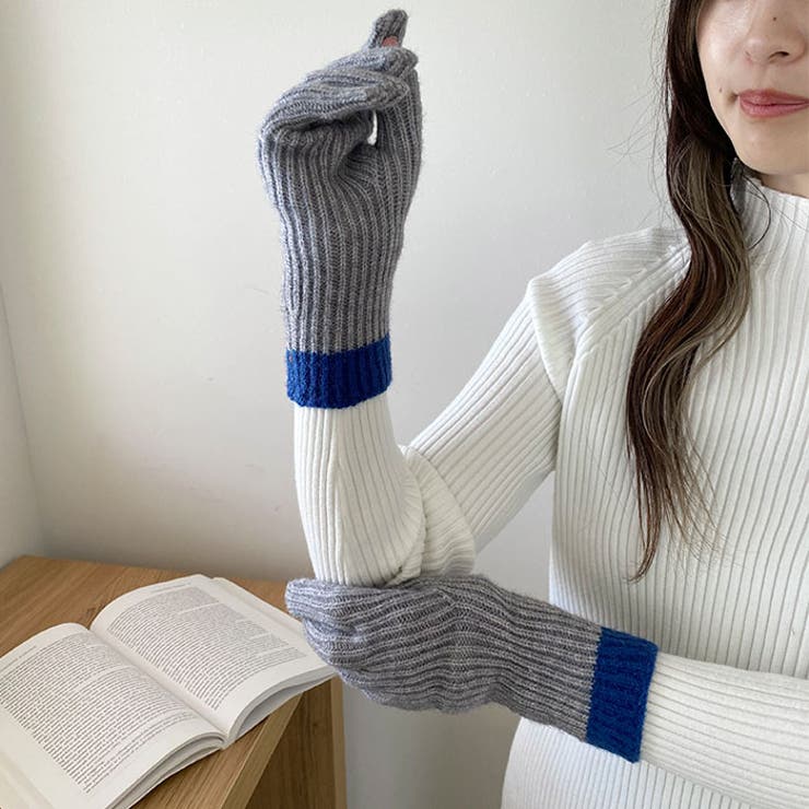 【スマホ対応】リブニットホールタッチバイカラーグローブ手袋 | Outfitter lab | 詳細画像12 