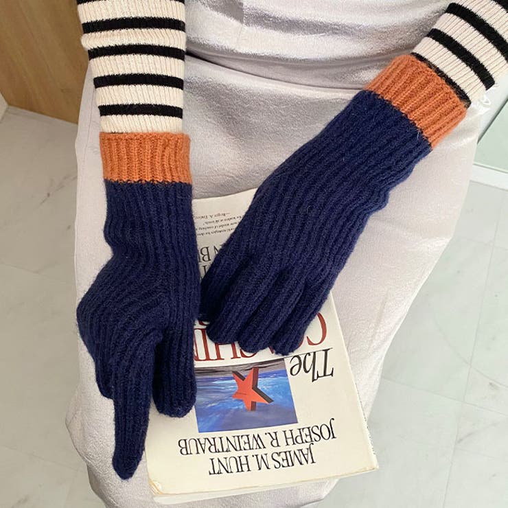 【スマホ対応】リブニットホールタッチバイカラーグローブ手袋 | Outfitter lab | 詳細画像18 