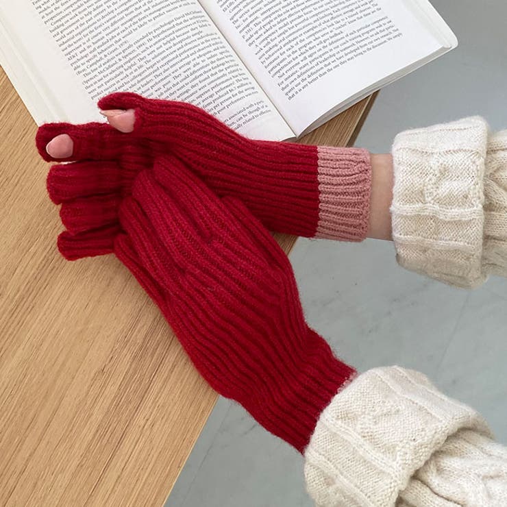 【スマホ対応】リブニットホールタッチバイカラーグローブ手袋 | Outfitter lab | 詳細画像25 