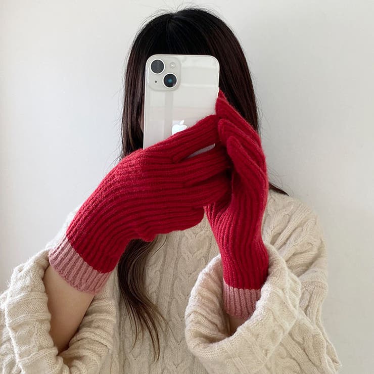 【スマホ対応】リブニットホールタッチバイカラーグローブ手袋 | Outfitter lab | 詳細画像28 