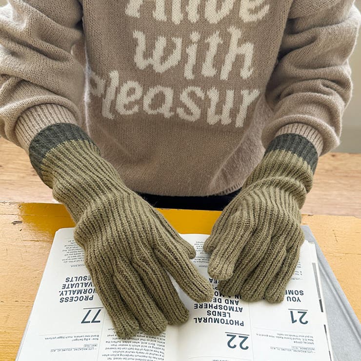 【スマホ対応】リブニットホールタッチバイカラーグローブ手袋 | Outfitter lab | 詳細画像36 