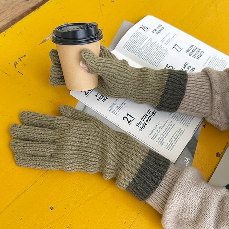 【スマホ対応】リブニットホールタッチバイカラーグローブ手袋 | Outfitter lab | 詳細画像38 