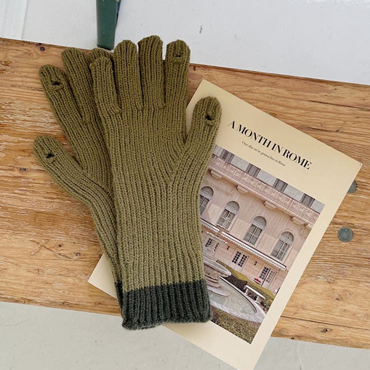 【スマホ対応】リブニットホールタッチバイカラーグローブ手袋 | Outfitter lab | 詳細画像39 