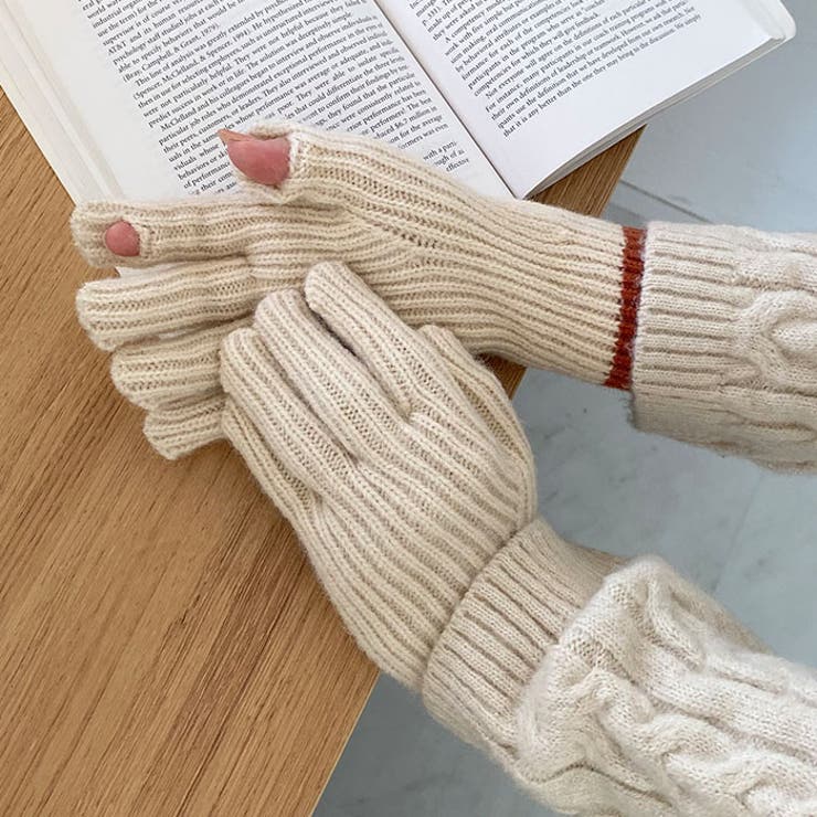 【スマホ対応】リブニットホールタッチバイカラーグローブ手袋 | Outfitter lab | 詳細画像6 