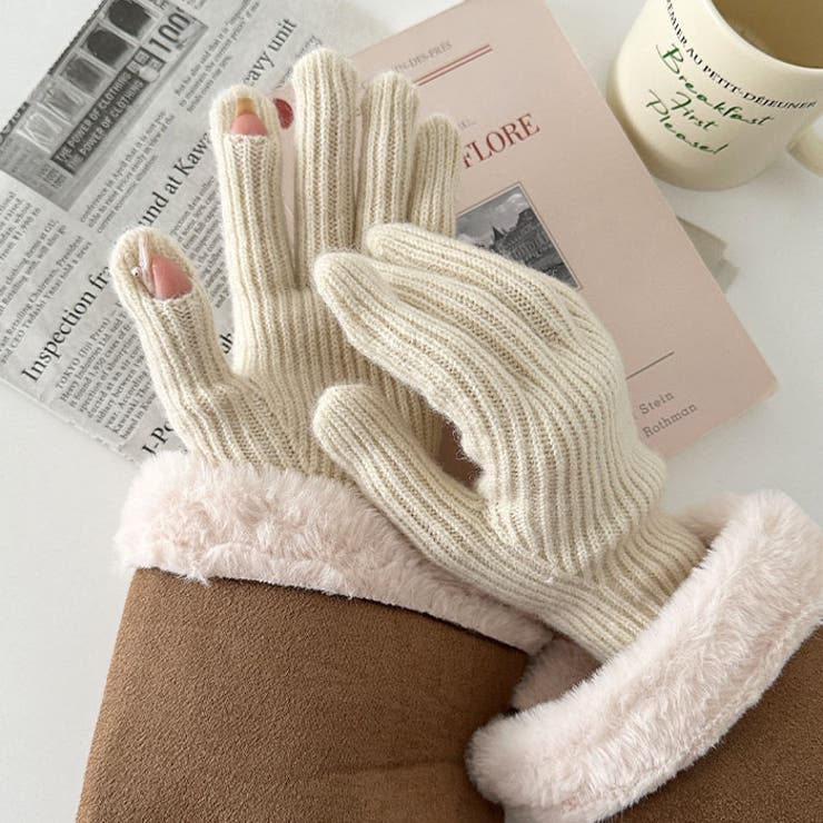 【スマホ対応】リブニットホールタッチグローブ手袋 | Outfitter lab | 詳細画像5 