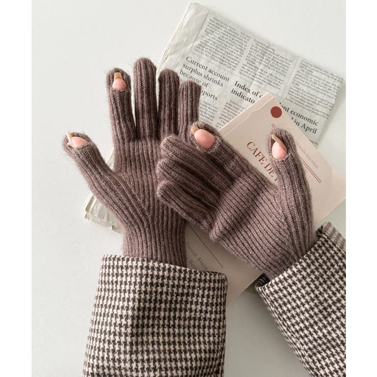 モカ | 【スマホ対応】リブニットホールタッチグローブ手袋 | Outfitter lab