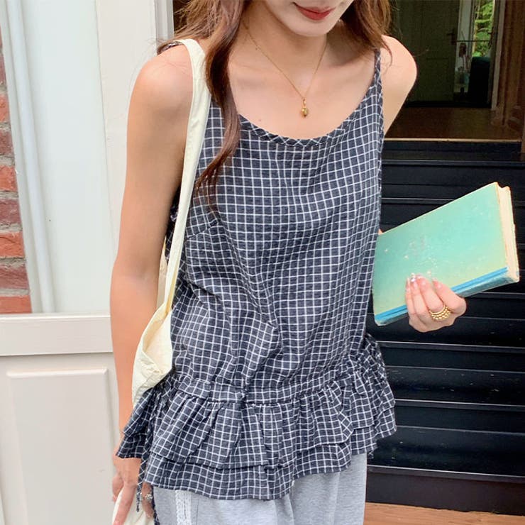 フリルヘムチェックキャミソール | Outfitter lab | 詳細画像6 