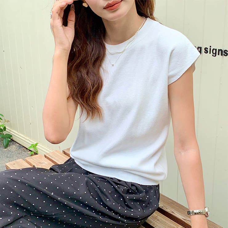 クルーネックフレンチスリーブ半袖ニット | Outfitter lab | 詳細画像13 