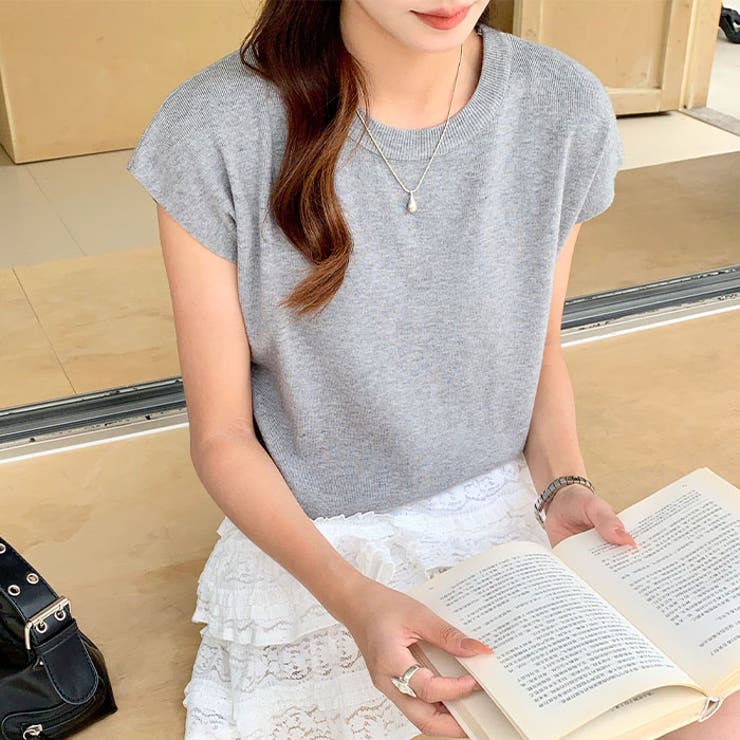 クルーネックフレンチスリーブ半袖ニット | Outfitter lab | 詳細画像23 