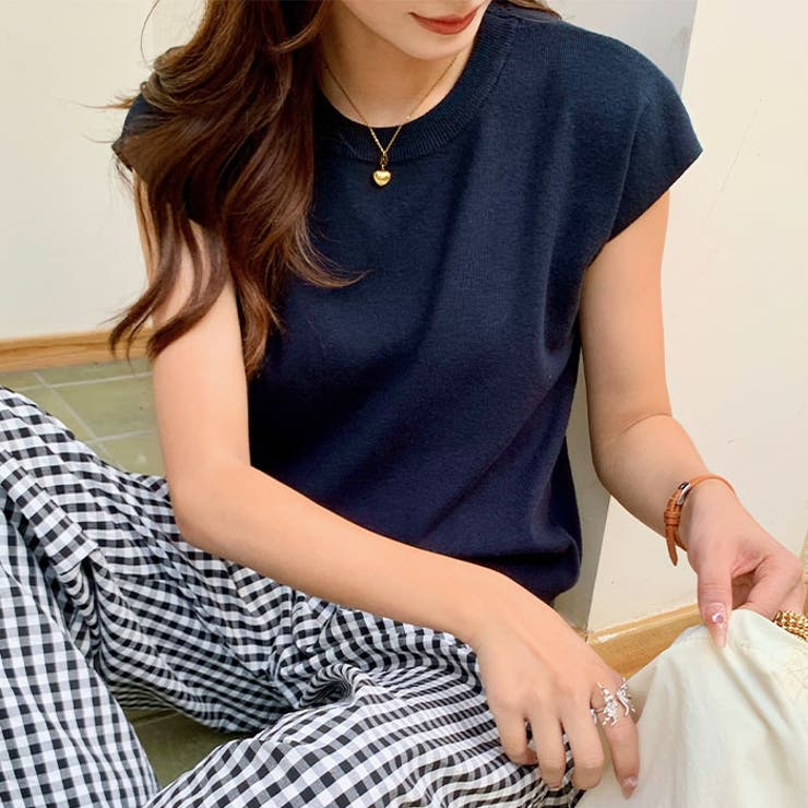 クルーネックフレンチスリーブ半袖ニット | Outfitter lab | 詳細画像9 