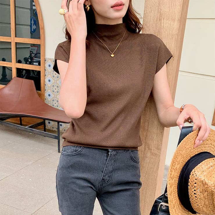 ハイネックフレンチスリーブ半袖ニット | Outfitter lab | 詳細画像18 