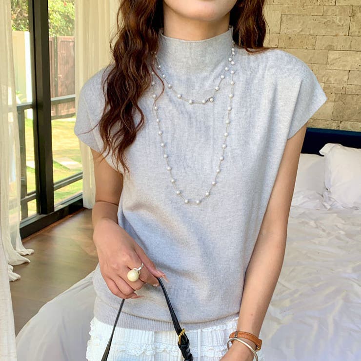 ハイネックフレンチスリーブ半袖ニット | Outfitter lab | 詳細画像22 