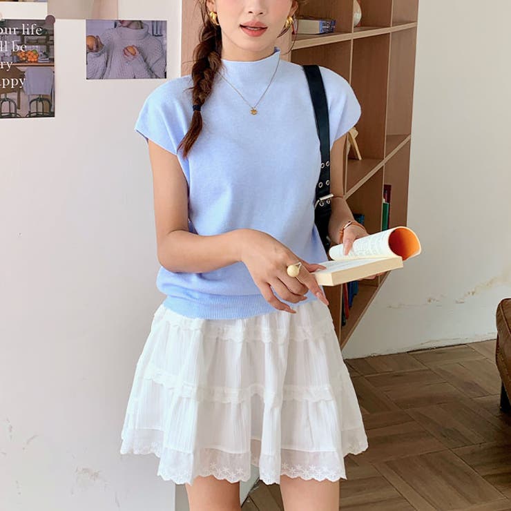 ハイネックフレンチスリーブ半袖ニット | Outfitter lab | 詳細画像33 