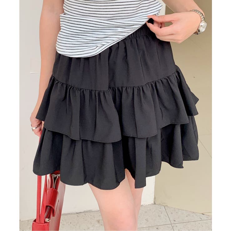 ブラック | 2段フリルミニスカート | Outfitter lab