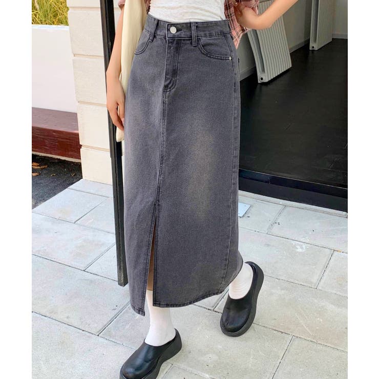 チャコールグレー | ハイウエストデニムロングスカート | Outfitter lab