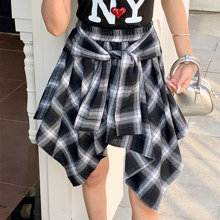 ヴィンテージチェック柄アシンメトリースカート | Outfitter lab | 詳細画像5 