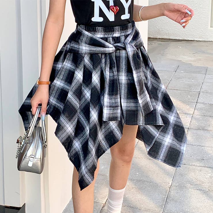 ヴィンテージチェック柄アシンメトリースカート | Outfitter lab | 詳細画像7 