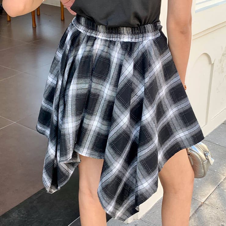 ヴィンテージチェック柄アシンメトリースカート | Outfitter lab | 詳細画像8 