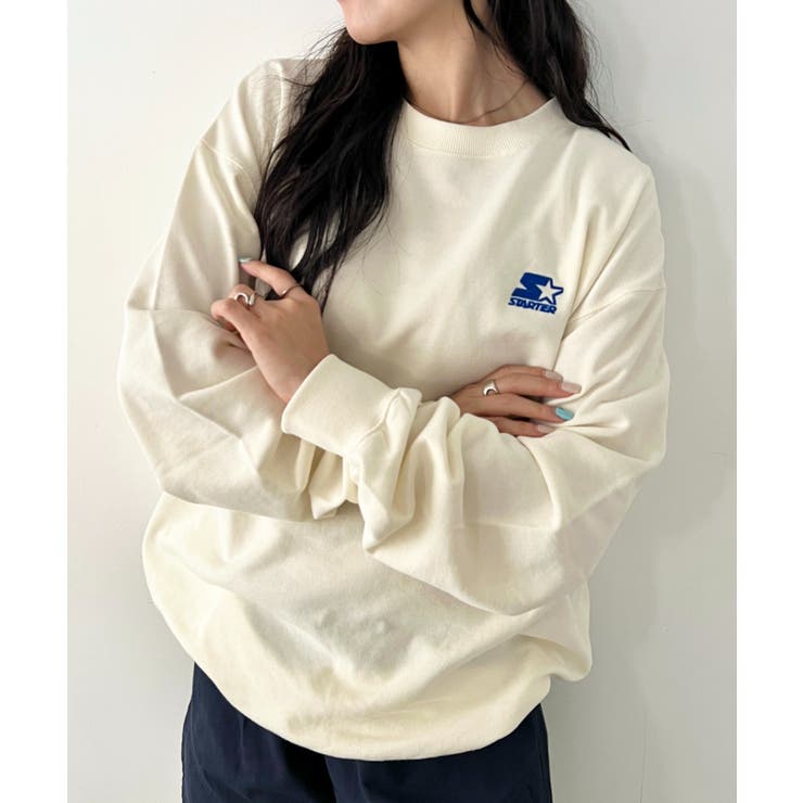 アイボリー | STARTER(スターター)/ワンポイント 刺繍 クルーネック スウェット | Outfitter lab