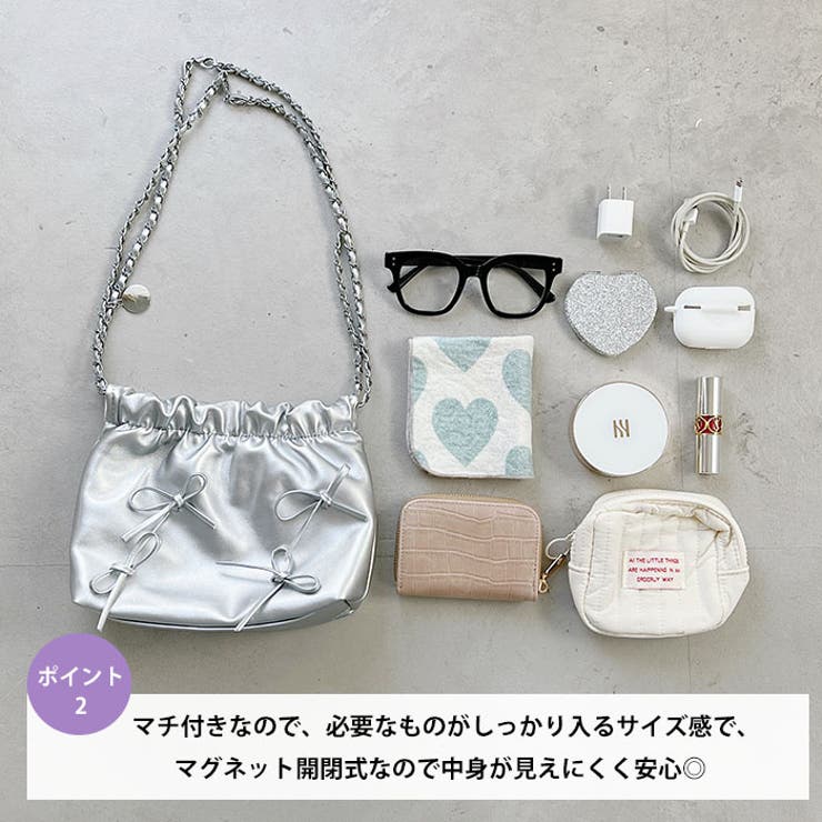 M.U.Ｌ.新品未使用チェーンショルダーバッグ メニーリボンPUチェーンショルダーバッグ[品番：OUTW0000048