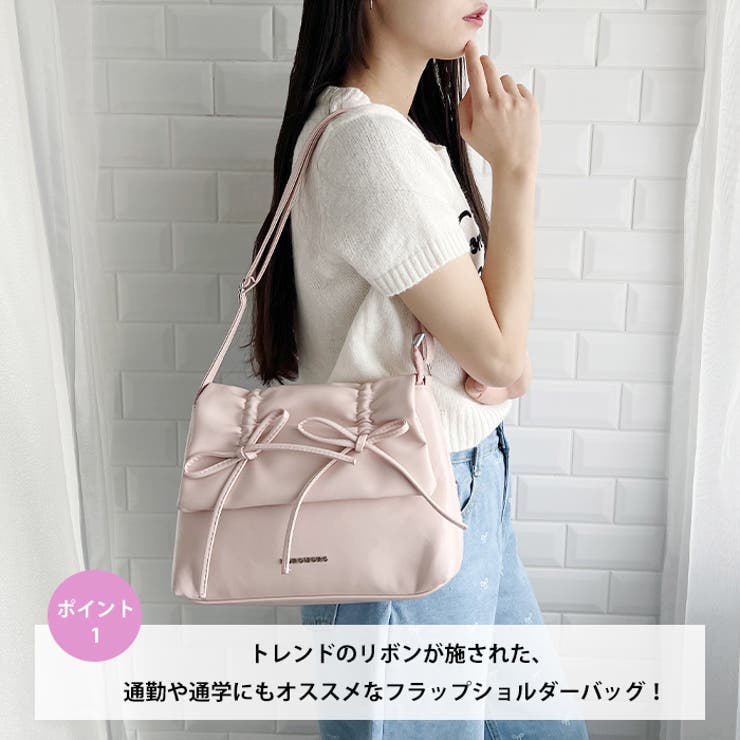 ダブルリボンスクエアショルダーバッグ[品番:OUTW0000052 ダブルリボンスクエアショルダーバッグ[品番:OUTW0000052