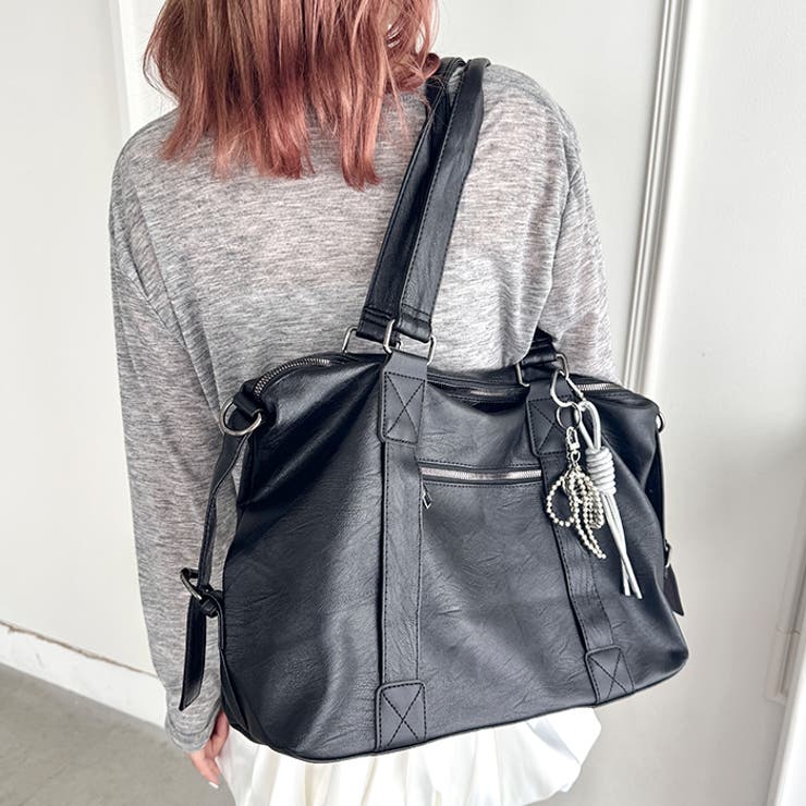 サイドベルトPUレザーボストンバッグ | Outfitter lab | 詳細画像12 