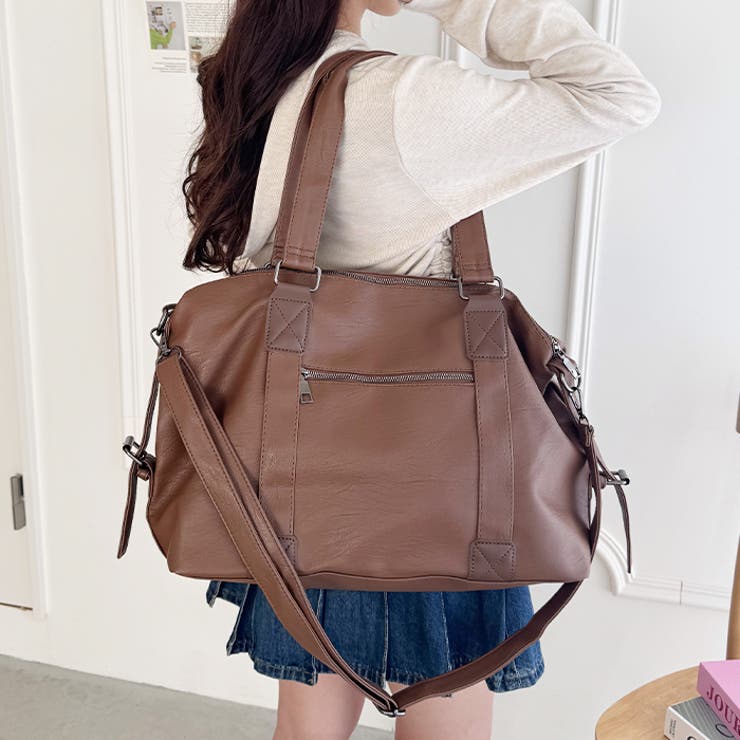 サイドベルトPUレザーボストンバッグ | Outfitter lab | 詳細画像17 