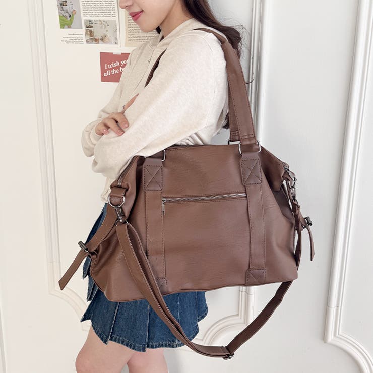 サイドベルトPUレザーボストンバッグ | Outfitter lab | 詳細画像18 