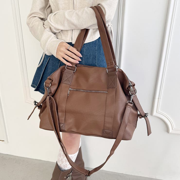 サイドベルトPUレザーボストンバッグ | Outfitter lab | 詳細画像21 