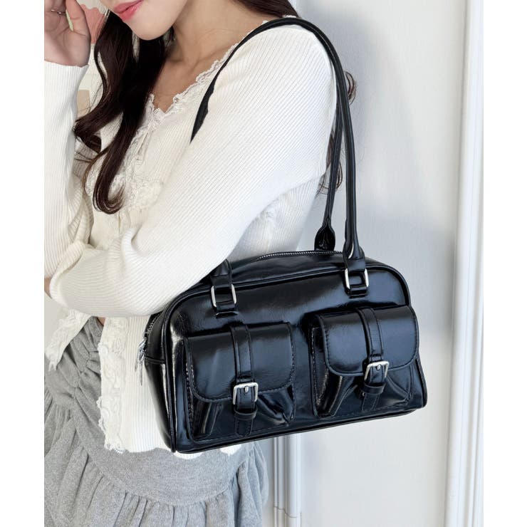 ブラック | ダブルポケットロングハンドルPUバッグ | Outfitter lab