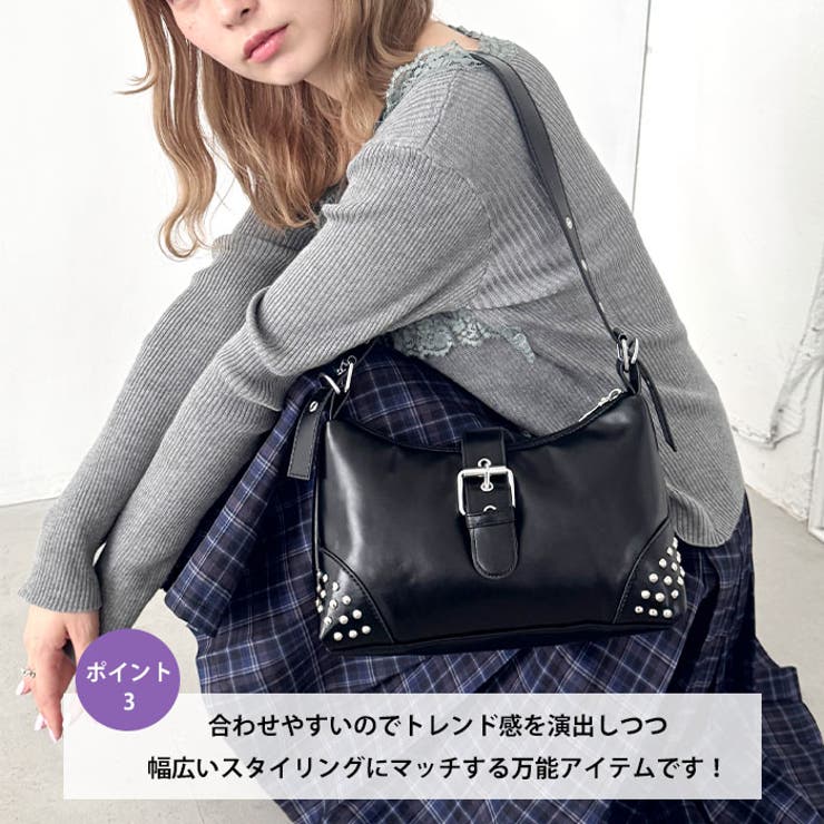 スタッズベルトPUショルダーバッグ | Outfitter lab | 詳細画像4 