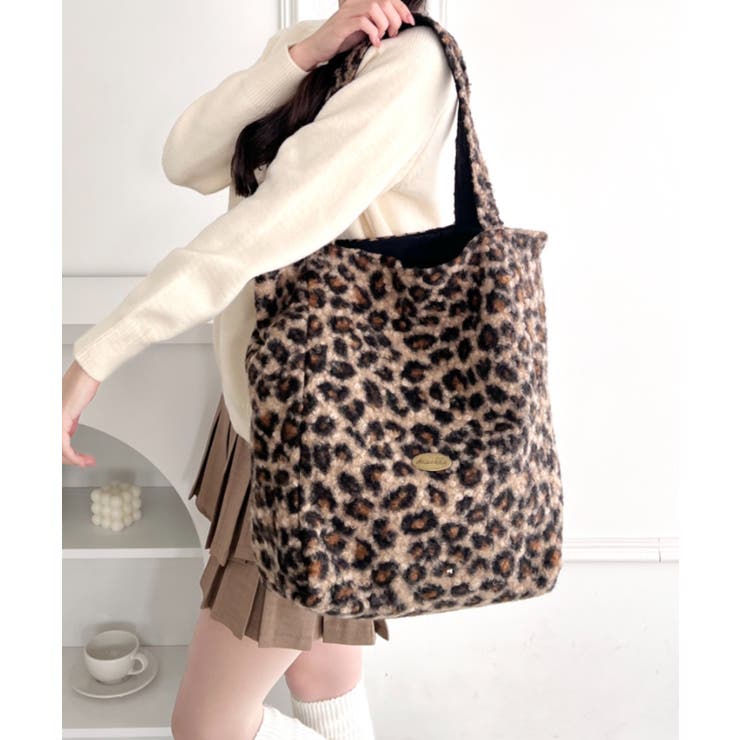 ベージュ | レオパード/チェック ボアトートバッグ  | Outfitter lab