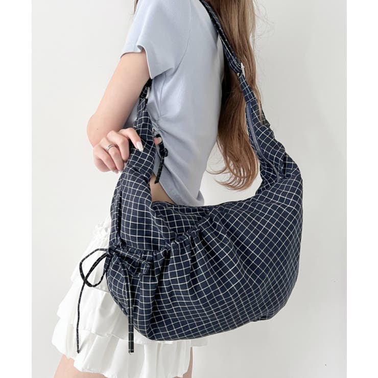 ネイビー | チェックリボンショルダーバッグ | Outfitter lab
