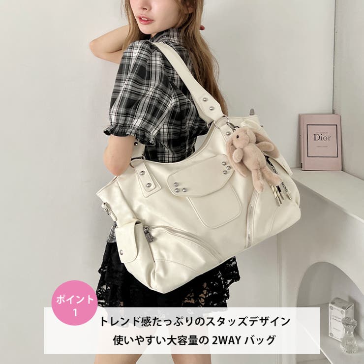 サイドポケットスタッズショルダーバッグ | Outfitter lab | 詳細画像2 