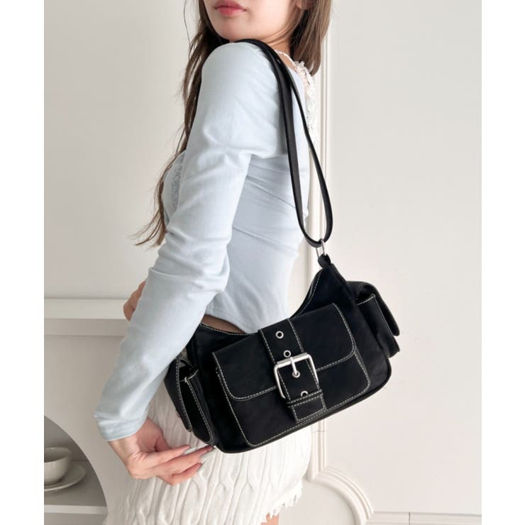 ブラック | ベルトポケットスエードショルダーバッグ | Outfitter lab