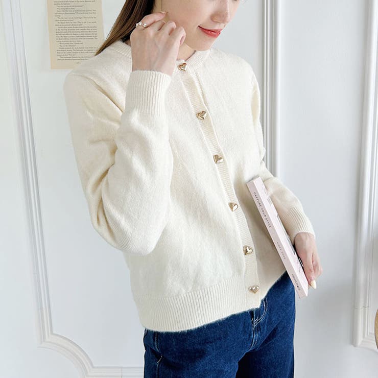 ハートボタンニットカーディガン[品番：OUTW0000060]｜Outfitter